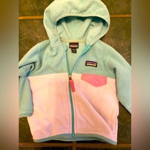 Patagonia Girls Fleece with Hood. 6-12 mos